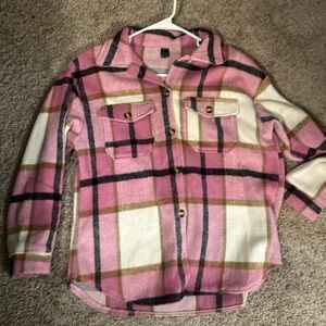 Plaid Pink and Cream Kids Shirt